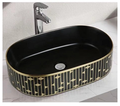 Oval Above Counter Wash Basin - Black & Gold