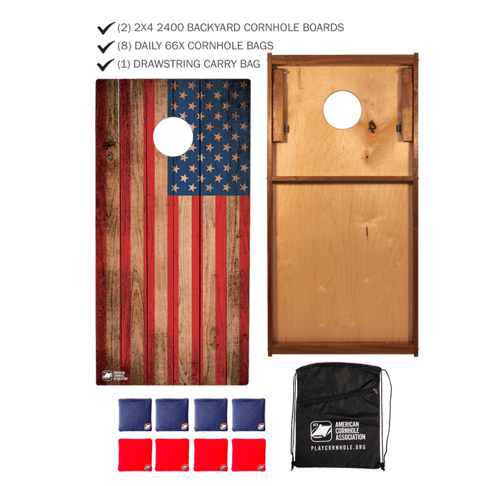 Patriotic Beginner Basics 2x4 Cornhole Set with Bags -  | American Cornhole Association