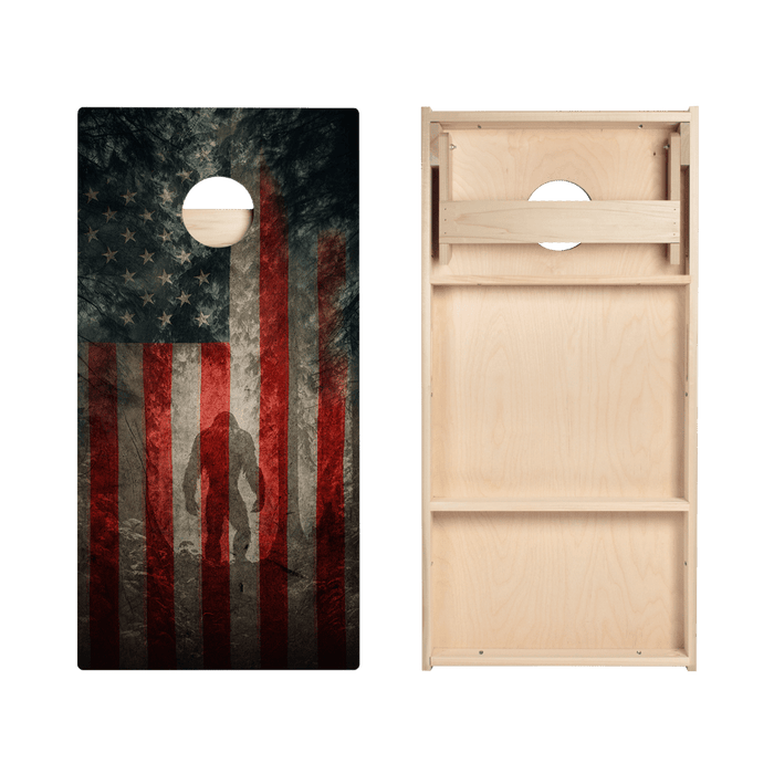Patriotic USA Flag Sasquatch Star Cornhole Boards, - American Cornhole Association