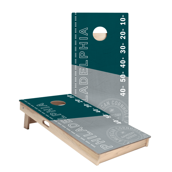 Philadelphia Football Gameday Stadium Star Cornhole Boards.