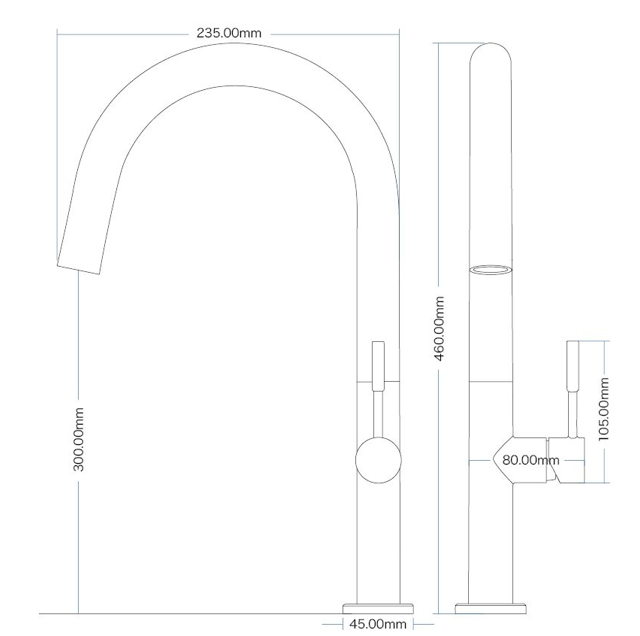 Pillar Sink Mixer - Grey