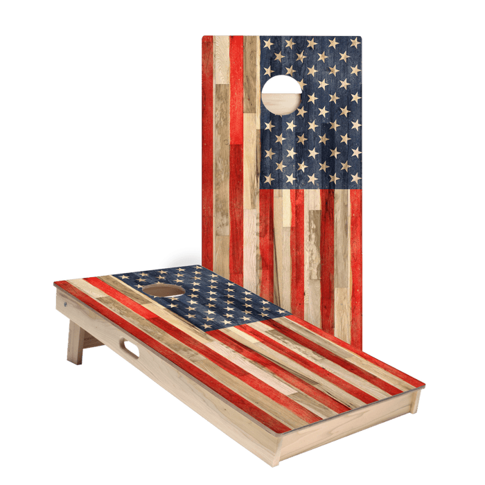 Planked Wood American Flag Star Cornhole Boards, - American Cornhole Association