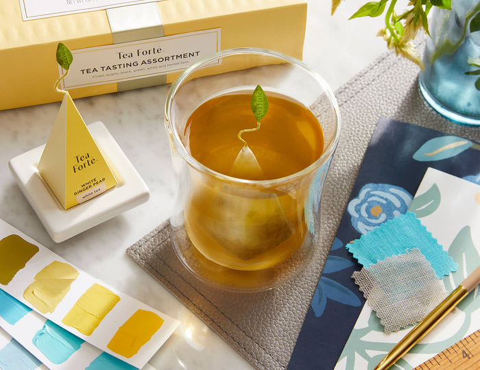 MAIN PDP | Poom Cup with box of tea and infuser on tray