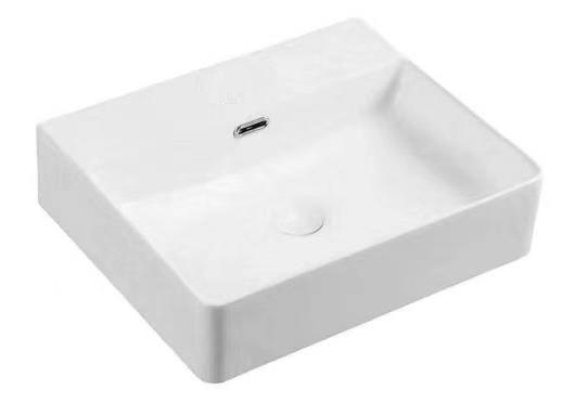 Rectangular Above Counter/ Wall Hung Wash Basin without Tap Hole c/w Fixing Bolts - White