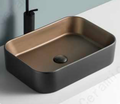 Rectangular Above Counter Wash Basin - Matt Black & Red Copper