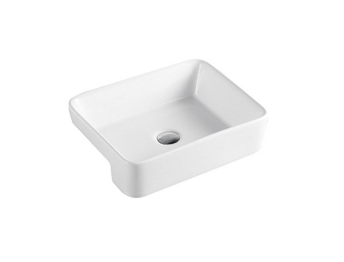 Rectangular Semi-Recessed Wash Basin - White