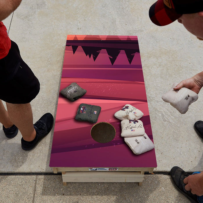 Red Forest Sunset Star Cornhole Boards, - American Cornhole Association