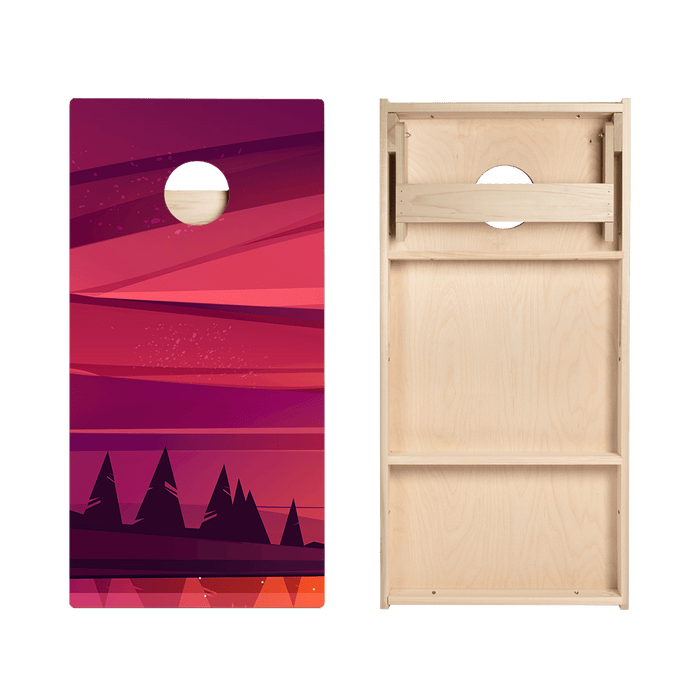 Red Forest Sunset Star Cornhole Boards, - American Cornhole Association