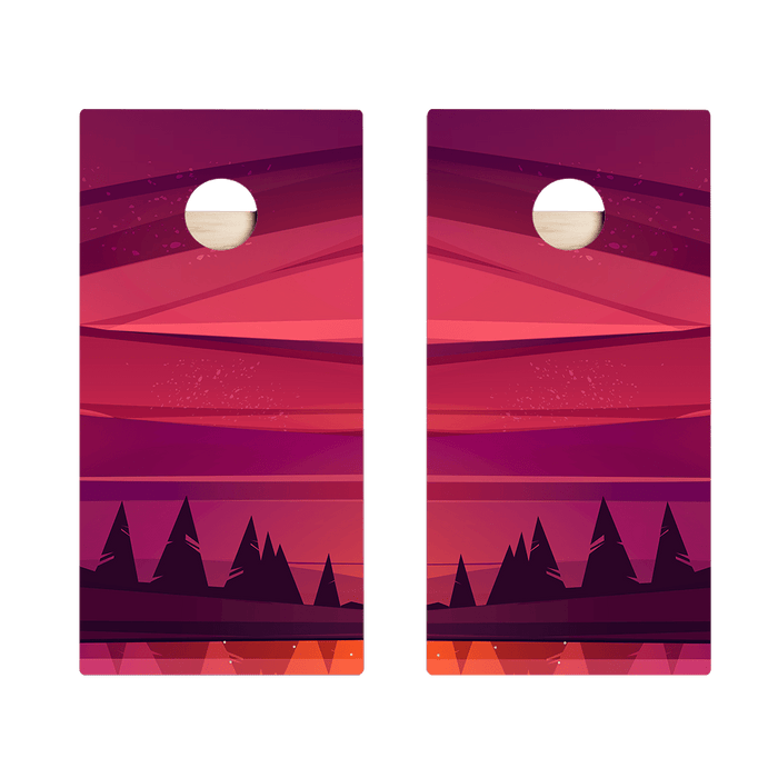 Red Forest Sunset Star Cornhole Boards, - American Cornhole Association