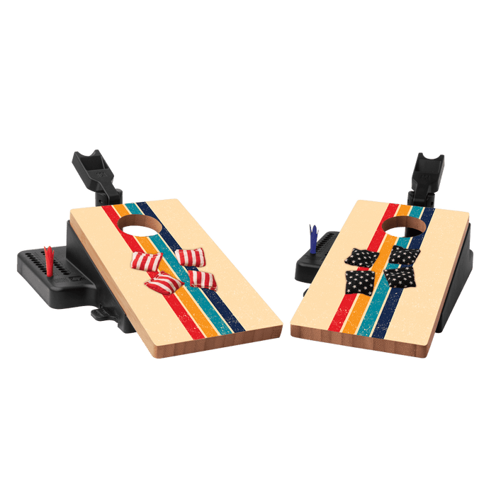 Retro Stripes Double Chuck Mini Cornhole Tabletop Game, - American Cornhole Association