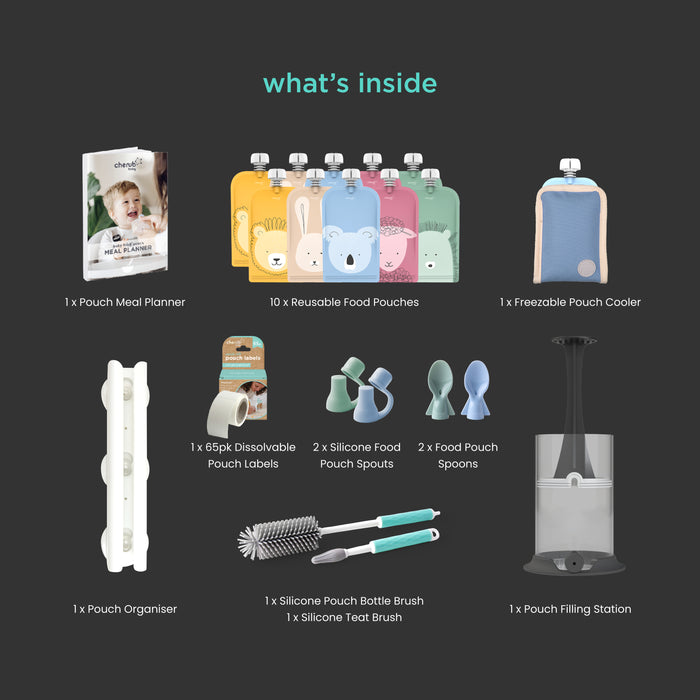 Reusable Baby Food / Yoghurt Pouches Bundle Kit | Cerulean & Sage