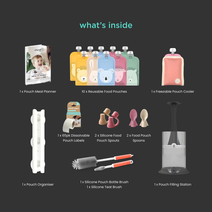 Reusable Baby Food / Yoghurt Pouches Bundle Kit | Dusty Rose & Sand V2