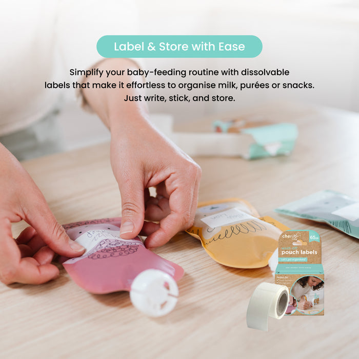 Reusable Baby Food / Yoghurt Pouches Bundle Kit | Dusty Rose & Sand V2
