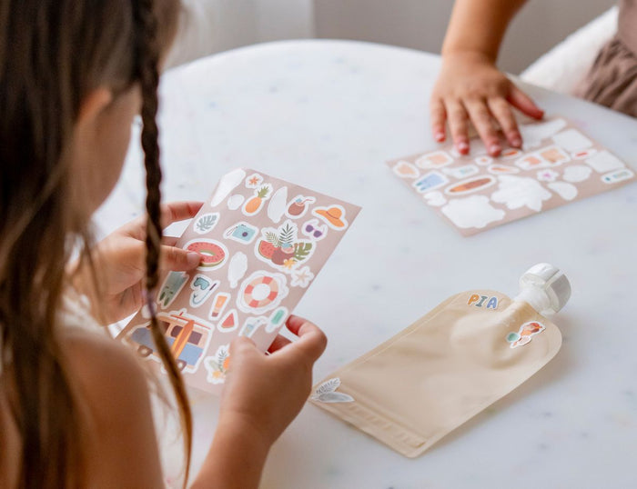 Reusable Food Pouches 150ml 5PK with 130+ Personalized Name & Picture Stickers | BIG EXPLORER