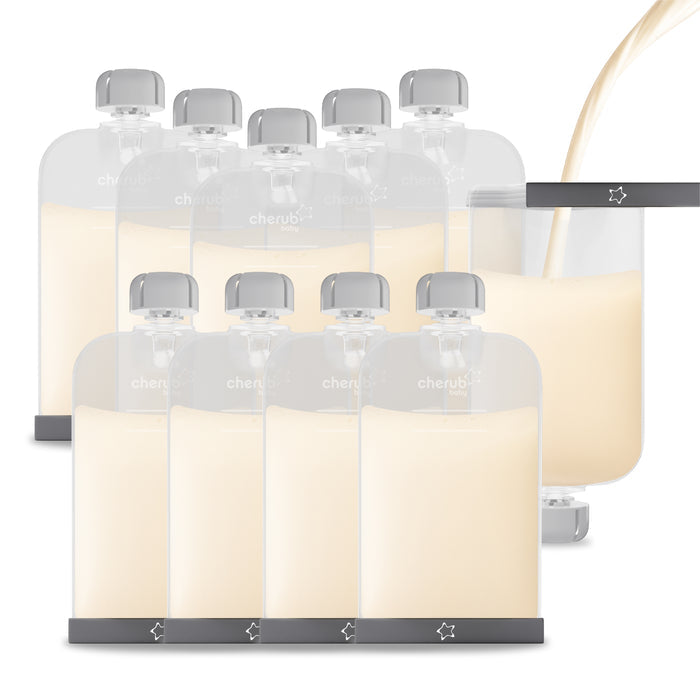 Reusable Silicone Breast Milk & Food Yoghurt Pouches 10PK 180ml
