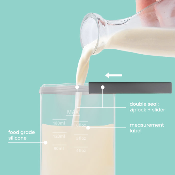 Reusable Silicone Breast Milk & Food Yoghurt Pouches 2PK 180ml