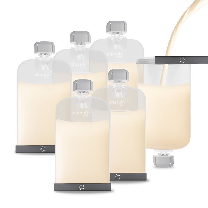 Reusable Silicone Breast Milk & Food Yoghurt Pouches 6PK 180ml