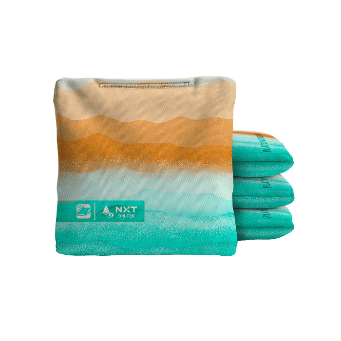 Rippling Stripes Orange Aqua NXT Dri - Tek Cornhole Bags, - American Cornhole Association