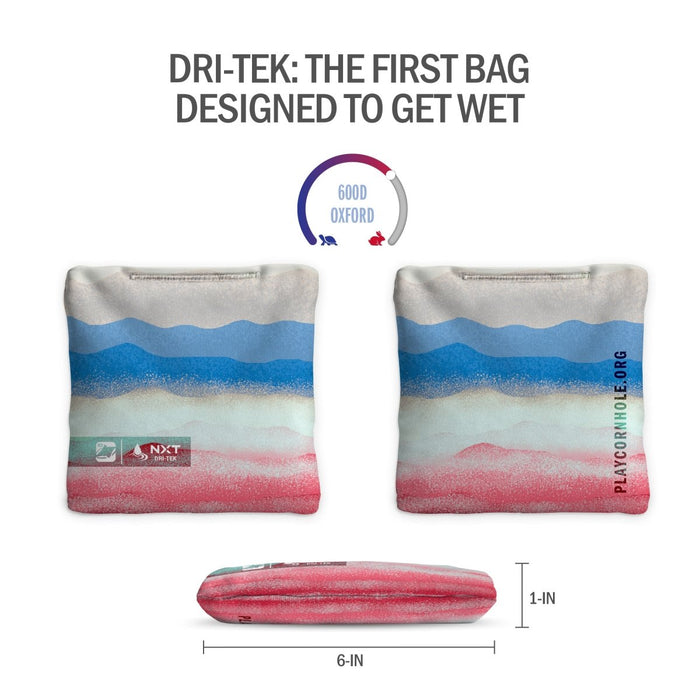 Rippling Stripes Red Blue NXT Dri - Tek Cornhole Bags, - American Cornhole Association