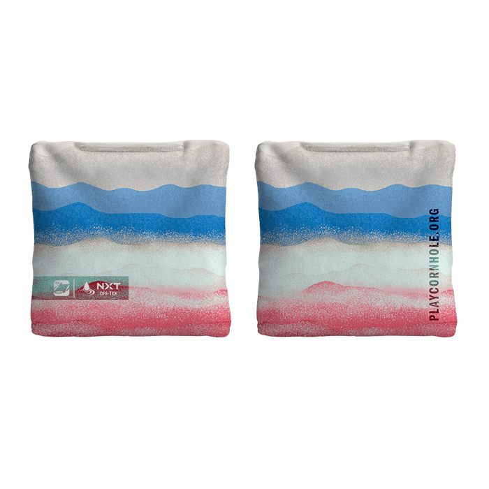 Rippling Stripes Red Blue NXT Dri - Tek Cornhole Bags, - American Cornhole Association