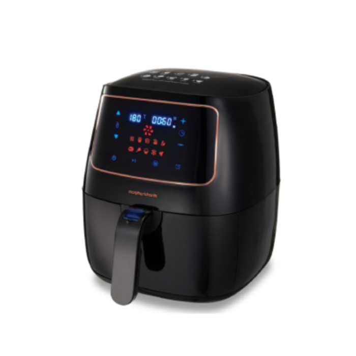 A digital 3 litre air fryer with a digital touch-screen display.