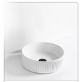 Round Above Counter Top Basin with Vertical Grooves - White