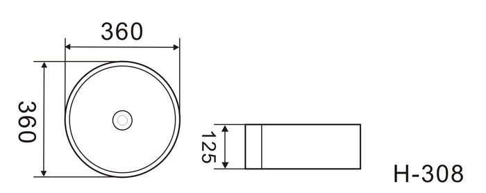 Round Above Counter Wash Basin with Gold Rim Edge - White
