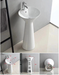 Round Free Standing Wash Basin - White
