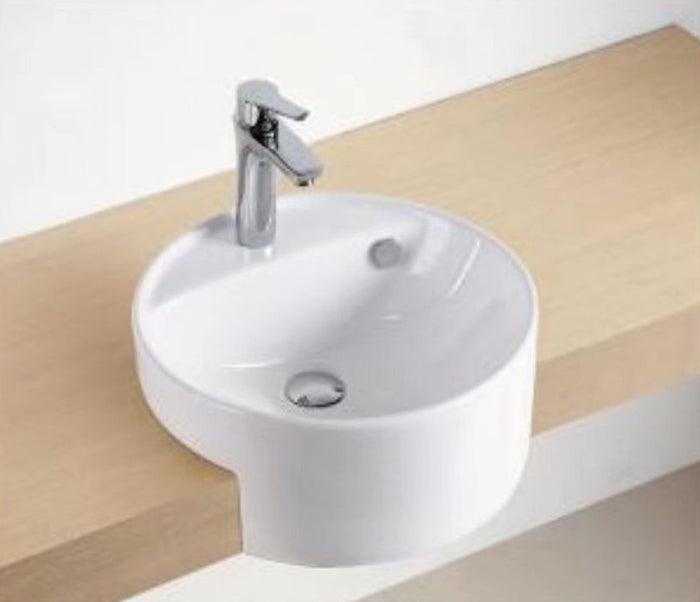 Round Semi-Recessed Wash Basin - White