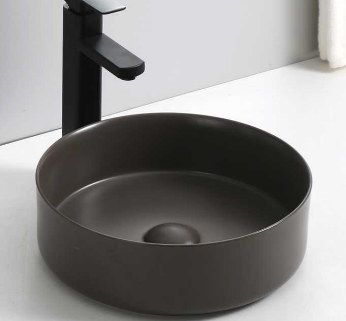 Round Wash Basin With Waste - Dark Brown