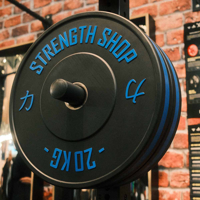 Rubber Bumper Plates w/ Colour Coded Stripe, 5kg-25kg or 150kg Set - Strength Shop