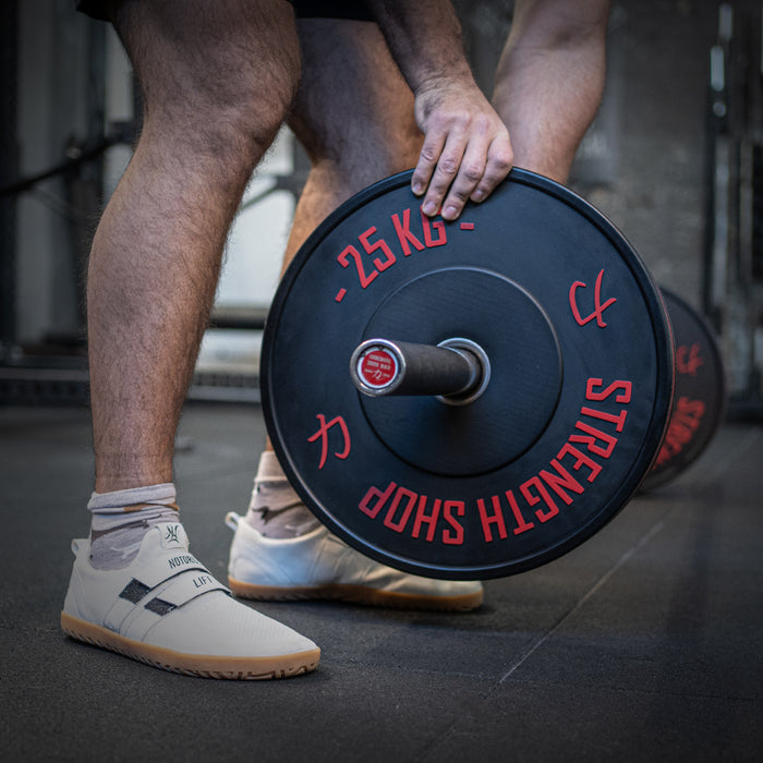 B-WARE Rubber Bumper Plates w/ Colour Coded Stripe, 5kg-25kg or 150kg Set - Strength Shop