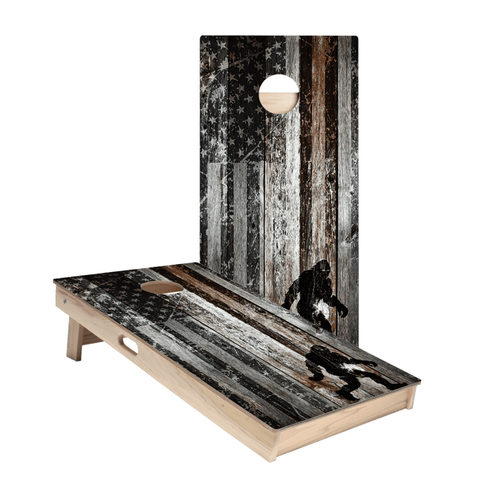 Rustic USA Flag Sasquatch Star Cornhole Boards, - American Cornhole Association