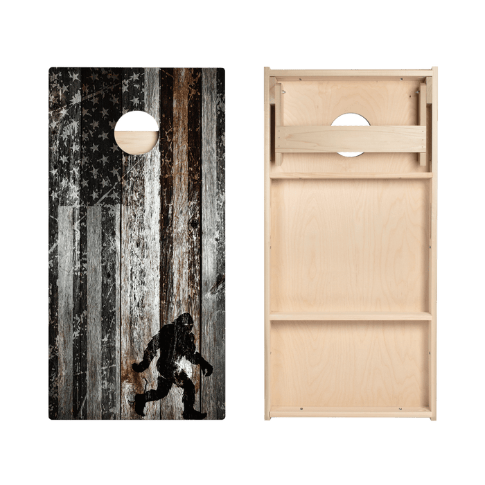 Rustic USA Flag Sasquatch Star Cornhole Boards, - American Cornhole Association