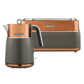 Copper and grey kettle and toaster set