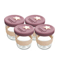 Silicone & Glass Baby Food Storage Containers 4PK 180ml - Dusty Rose & Sand