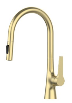 Single Lever Pull-Down Pillar Sink Mixer - Brushed Gold
