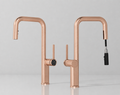 Single Lever Pull-Down Pillar Sink Mixer - Brushed Rose Gold