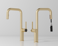 Single Lever Pull-Down Pillar Sink Mixer - Matt Gold