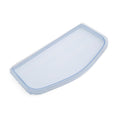 Clear plastic lid with blue rim on a white background