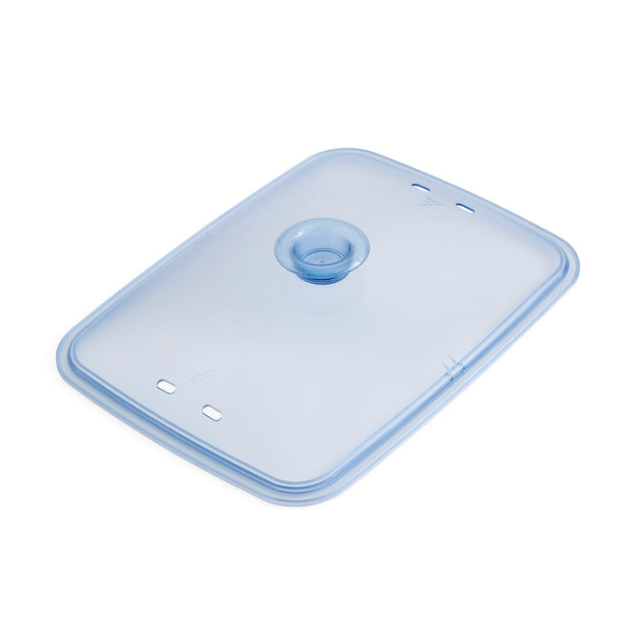 Blue silicone lid on a white background