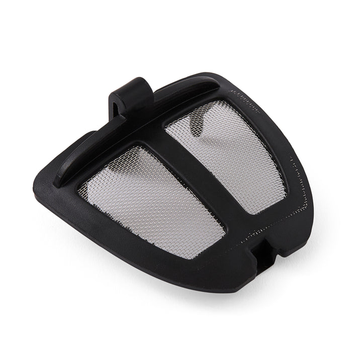 Black mesh filter on a white background