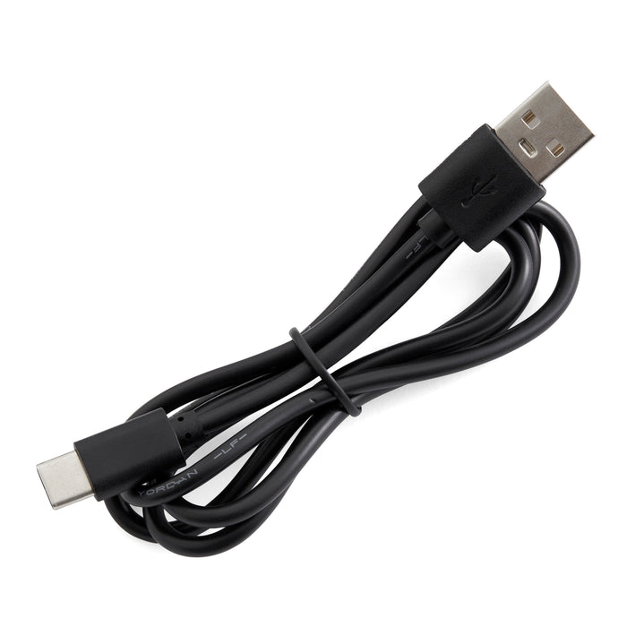 Black USB cable with Type-C connector on a white background