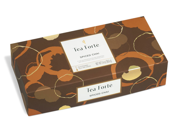 Spiced Chai tea assortment in a 10 count petite presentation box with lid closed