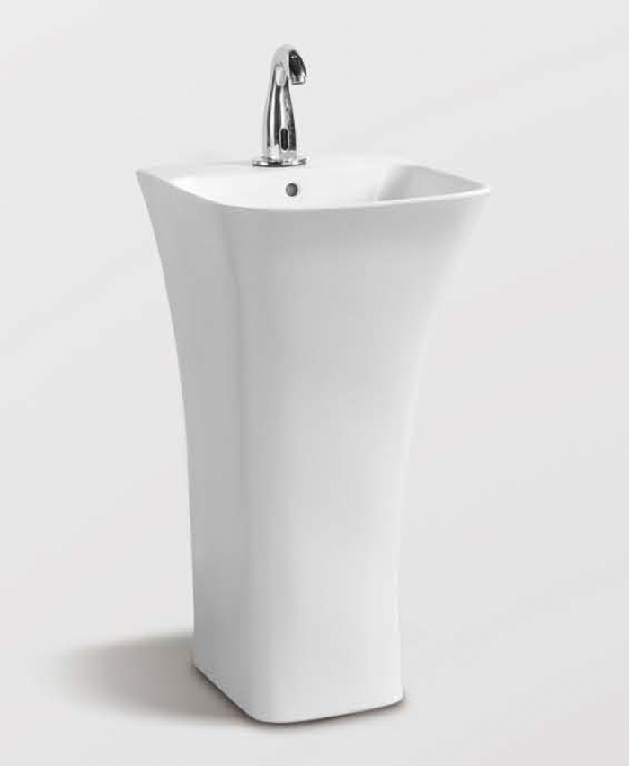 Square Free Standing Wash Basin - White
