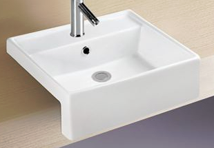 Square Semi-Recessed Wash Basin - White