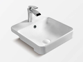Square Semi-Recessed Wash Basin - White