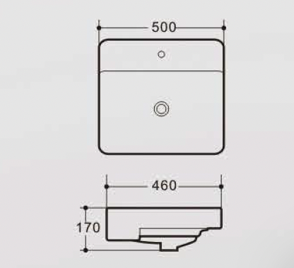 Square Semi-Recessed Wash Basin - White
