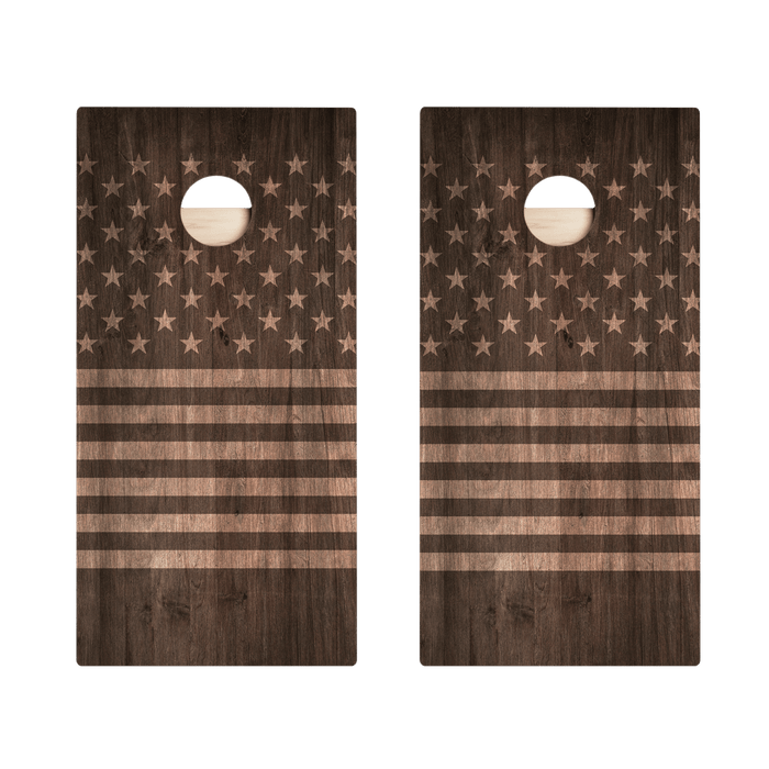 Stars and Stripes Dark Wood Star Cornhole Boards, - American Cornhole Association