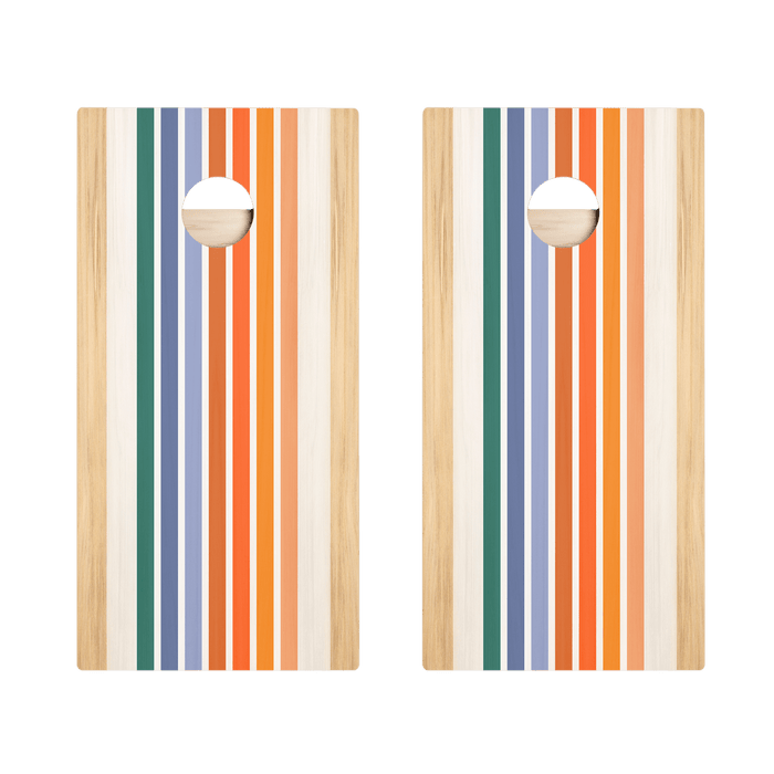 Summer Retro Stripes Star Cornhole Boards, - American Cornhole Association